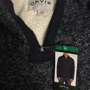 Orvis fleece lined Sherpa 1/4 zip sweater